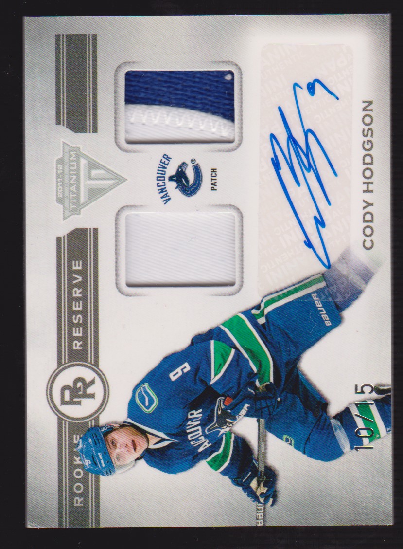 (image for) 2011-12 Titanium Rookie Reserve Dual Auto Patch #10 Cody Hodgson